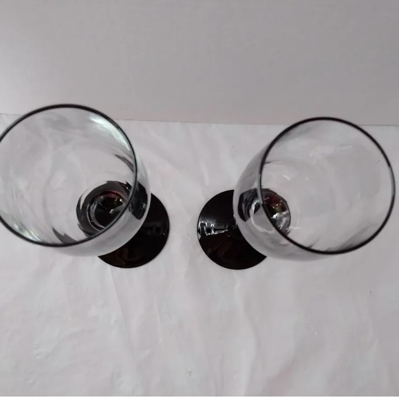 Glasses 2 Vintage LUMINARC Black Stem Champagne Flutes Wine France - Picture 4 of 4